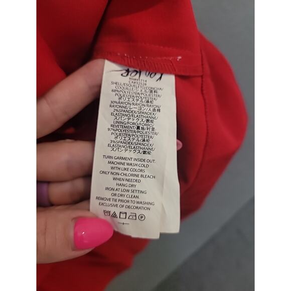 AX Armani Exchange Red Sleeveless Dress Size 0 Gold Buttons Black Belt NWOT - Picture 7 of 9